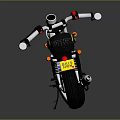 Black Vintage Style Motorcycle With Yellow Stripe Black Seat And Silver Wheels