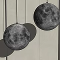 Modern Spherical Chandeliers With Moon Texture For Indoor Soft Lighting Interior 3d model