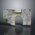 Ancient Stone Archway With Partial Moss Covered Broken Walls