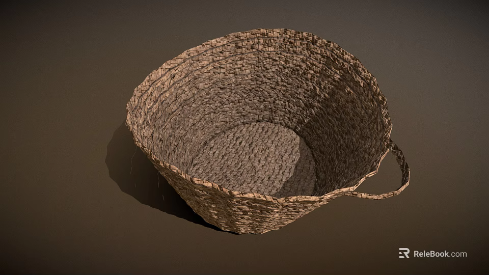 Practical Woven Basket For Household Storage With Natural Material And Handle 3d model 