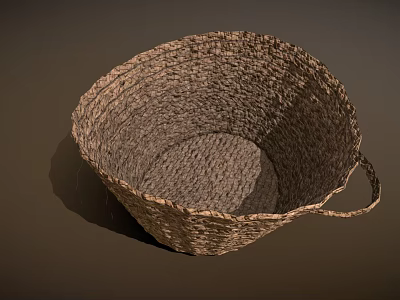 Practical Woven Basket For Household Storage With Natural Material And Handle 3d model