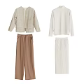 Stylish Beige Knit Sweaters With Brown Pants Hanging On Metal Clothing Rack