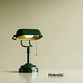 Green Table Lamp With Classic Design Illuminated Shade And Sturdy Metal Base