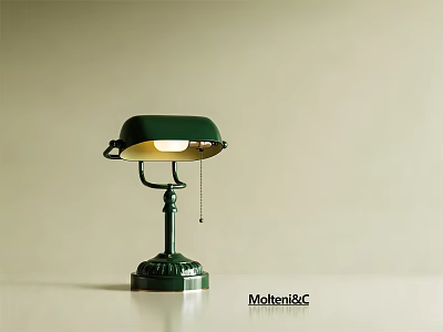 Green Table Lamp With Classic Design Illuminated Shade And Sturdy Metal Base 3d model