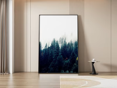 Abstract Painting Of Misty Forest With Pine Trees For Modern Interior Decor 3d model