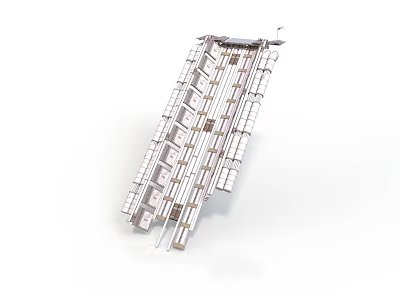 Industrial Metal Ladder Frame With Sturdy Steps And Side Supports 3d model