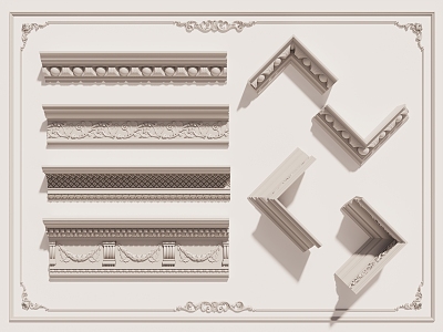 European-style gypsum line gypsum line carved brim line 3d model