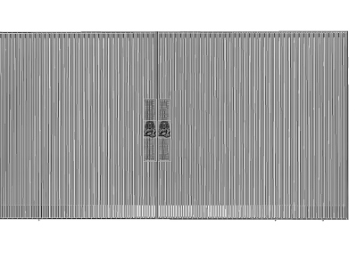 Modern Entrance Gate Design With Vertical Stripes And Central Decorative Panel 3d model