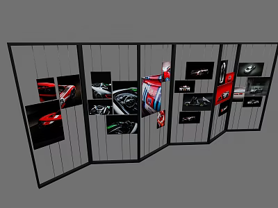 Foldable Display Shelf with Multiple Compartments for Car Parts and Vehicle 3d model