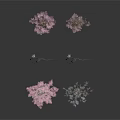 Artistic Decorative Plants With Pink And Blue Blooms And Curved Branches