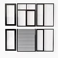 Various Modern Window Frame Styles With Glass Panels And Roller Blinds 3d model