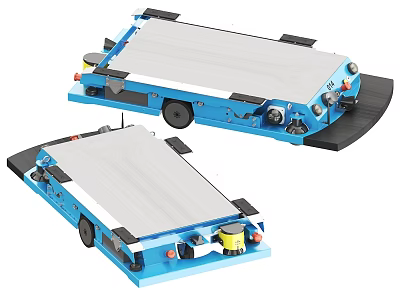 Heavy Duty Blue Industrial Transport Equipment With Metal Platform Wheels And Bumpers 3d model