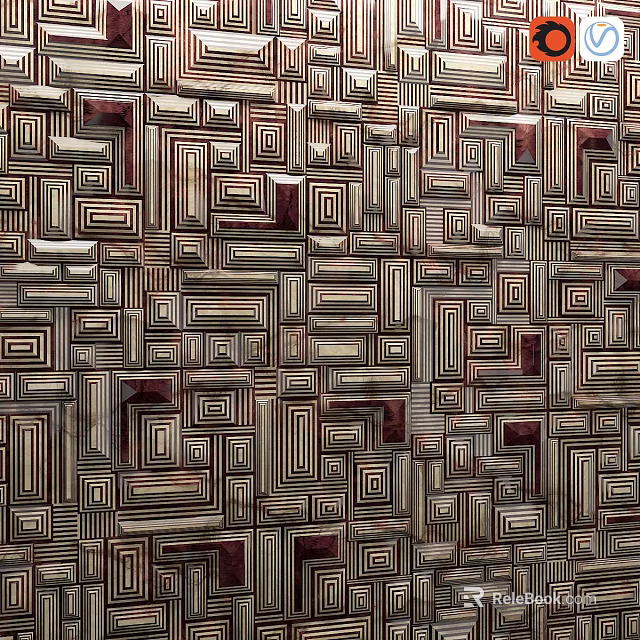 Textured Wall With Geometric Patterns Decoration 3d model 