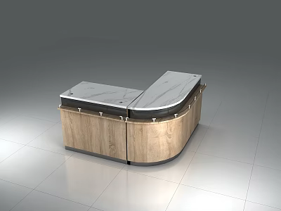 Modern Style Display Shelf with Marble Top Wooden Cabinet and Curved Design 3d model