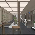 Modern Elevator Hallway Interior With Wooden Ceiling Green Plants And Soft Lighting Fixtures