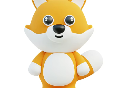 Cute 3D Cartoon Fox Character With Big Eyes Smiling Face And Orange White Fur 3d model