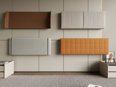 Modern Interior Wall Panels With Different Colors Textures And Side Cabinets 3d model