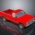 Red Classic Single Cab Pickup Truck With Open Bed And Shiny Exterior