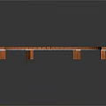 Curved Wooden Bench In Natural Outdoor Scene With Solid Wood Slats And Support Legs