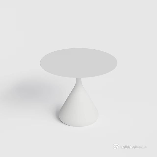 Simple Modern White Round Dining Table With Conical Base Design 3d model