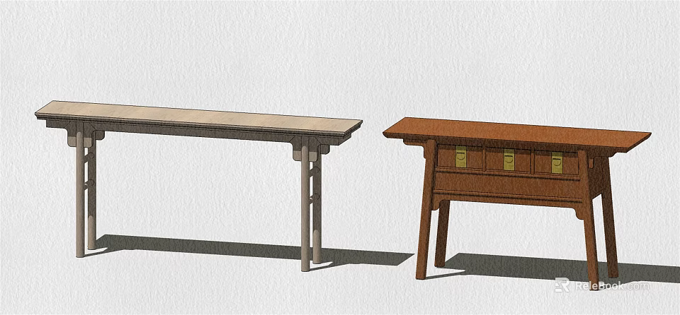 Traditional Wooden Console Tables With Classic Design And Light Dark Structure 3d model