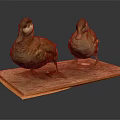 Two Stuffed Ducks Standing On A Wooden Base Detailed Taxidermy