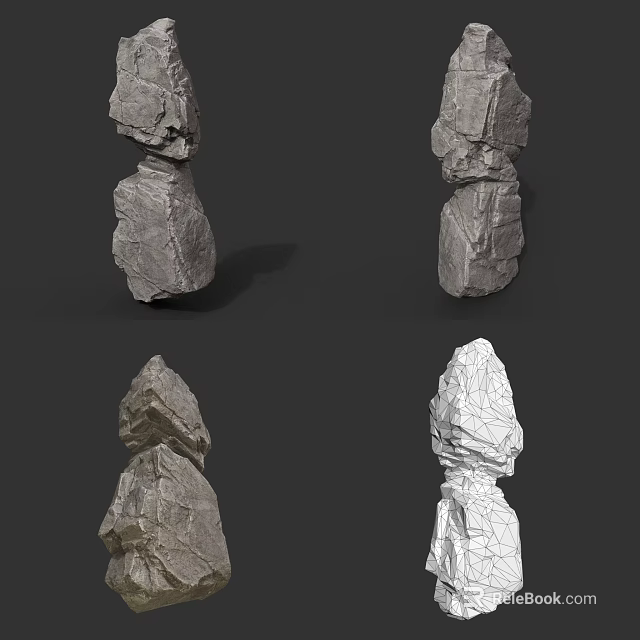 Natural Balanced Stacked Stone Formations In Outdoor Scenic Landscape 3d model 