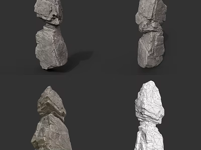 Natural Balanced Stacked Stone Formations In Outdoor Scenic Landscape 3d model