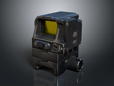 Weapon Tactical Red Dot Sight Featuring Yellow Lens And Durable Black Design 3d model