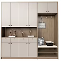 Modern Shoe Cabinet Design With Storage Cabinets Drawers Hooks And Decorative Elements 3d model