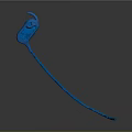 Blue In Ear Wired Headphones With Sleek Design And Reflective Surface On Gray Gradient Background