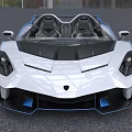 White Convertible Sports Car With Blue Accents