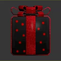 Black Gift Box With Red Polka Dots And Large Bow Decoration 3d model
