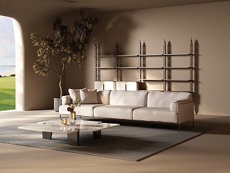 Quiet three-person sofa 3d model