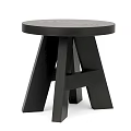 Black Modern Side Table with Round Top and A Shaped Wooden Legs