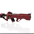 Modern Tactical Weapon With Red Body And Decorative Black Gold Patterns Design 3d model