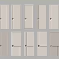 Various Modern Hinged Door Styles Featuring Panel Designs And Handle Options 3d model