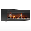 Modern Electric Fireplace With Realistic Flame Effect And Black Glass Panel Design