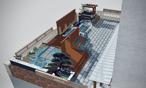 New Chinese Courtyard Landscape Effect 3d model