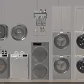 Various Types Of Washing Machines In Modern Interior Wall Mounted Stackable And Standalone