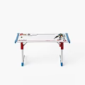 Kids Activity Table With Colorful Cartoon Prints Blue Red Legs And Storage Basket