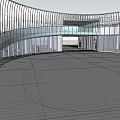 Modern Architectural Design Featuring Curved Roof Glass Facade And Interior Space
