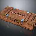US Army Wooden Crate With Metal Clasps Rope Handle And Military Labels