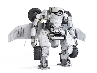 Futuristic Intelligent Machine Showcasing Robust Mechanical Structure Large Wheels And Wing Like Features 3d model