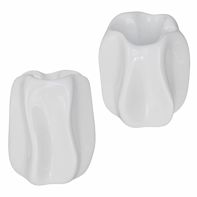 Two White Ceramic Toilet Seats With Smooth Surface And Modern Bathroom Design 3d model