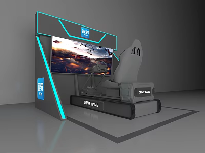 ONE GAME Flight Simulator Setup With Large Screen Display And Gaming Seat 3d model