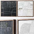 Abstract Wall Art Paintings With Wooden Frames In Black White Gray Tones