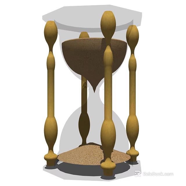 Yellow Pillar Supported Hourglass Shape Decorative Ornament Set with Sand for Home Decor 3d model 