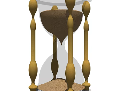 Yellow Pillar Supported Hourglass Shape Decorative Ornament Set with Sand for Home Decor 3d model