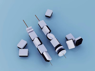 Fun Board Game Entertainment Featuring Mahjong Tiles And Game Pieces On Blue Background 3d model